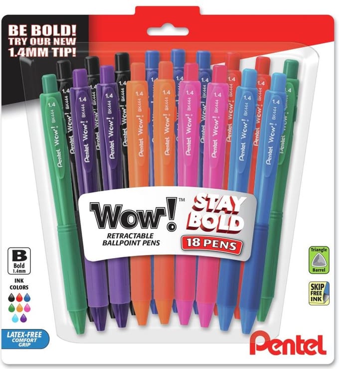 Pentel - WOW - Ballpennen met clickfunctie - 18 stuks