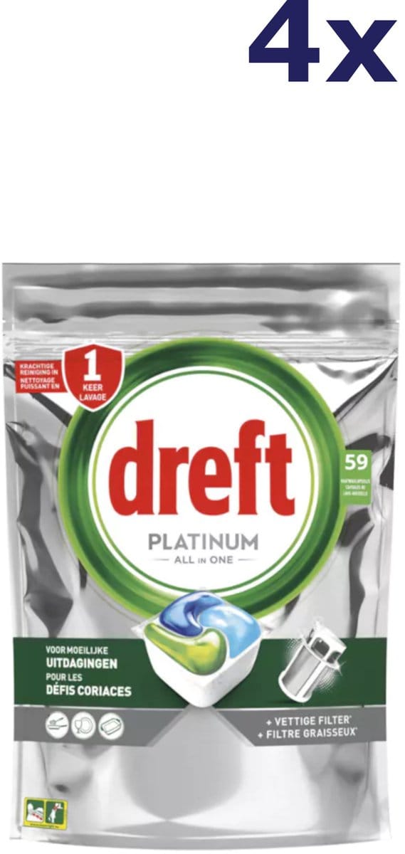 Dreft Platinum All in One Vaatwastabletten Original - 4 x 59 tabs