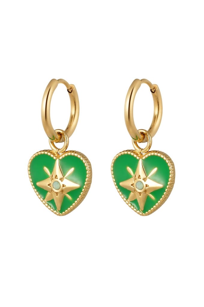 Bijoutheek Oorhangers hart ster Groen