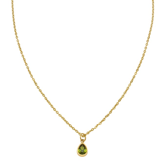 Essenza Light Green Drop Charm Necklace Gold