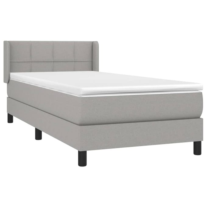 vidaXL - Boxspring - met - matras - stof - lichtgrijs - 90x200 - cm