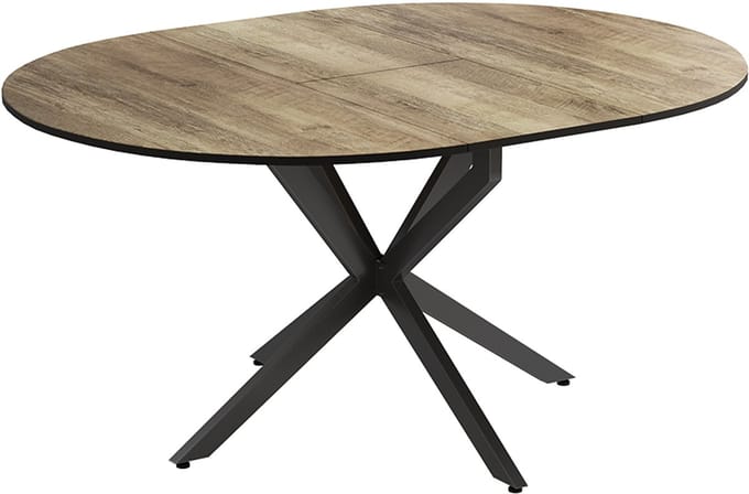 Vicco Eettafel Loyd, Eiken rustiek/Zwart, 120 x 76.5 cm Uitschuifbaar