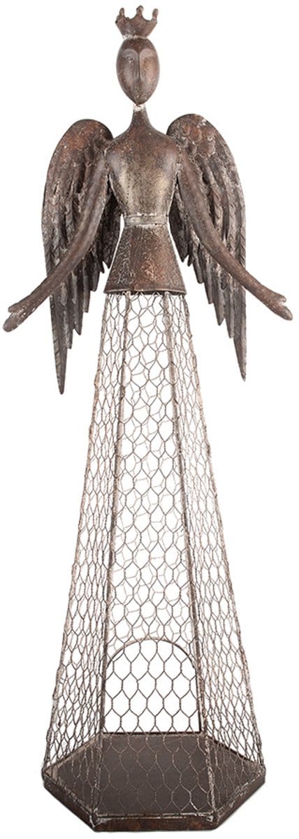 Clayre & Eef Decoratie Beeld Engel 28x19x75 cm Bruin Metaal