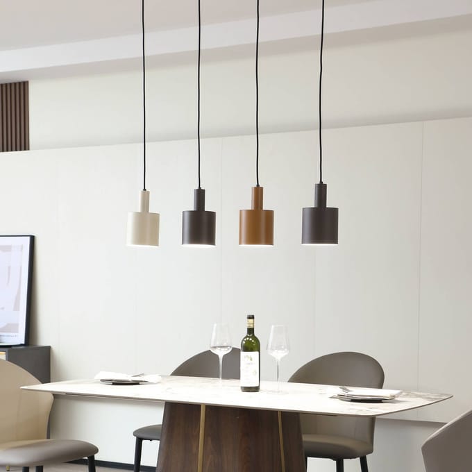 Lindby - hanglamp - 4lichts - IJzer - H: 21.5 cm - E27 - donkerbruin, koffiebruin, beige