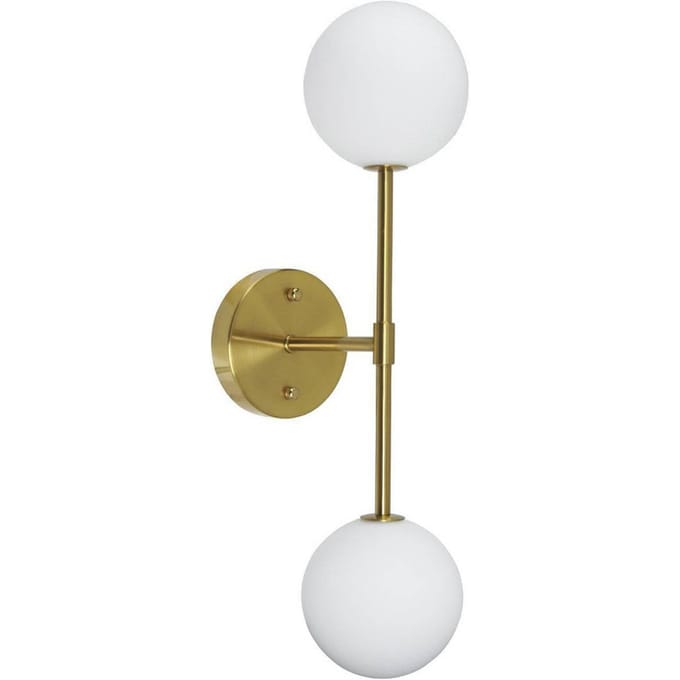PR Home Sigma D wandlamp, goud/opaal, 2-lamps 49 cm glas
