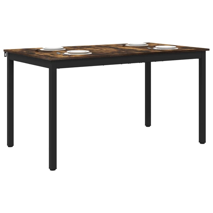 vidaXL - Eettafels - 140 - x - 80 - x - 75 - cm - Bewerkt - hout - Gerookt - eiken