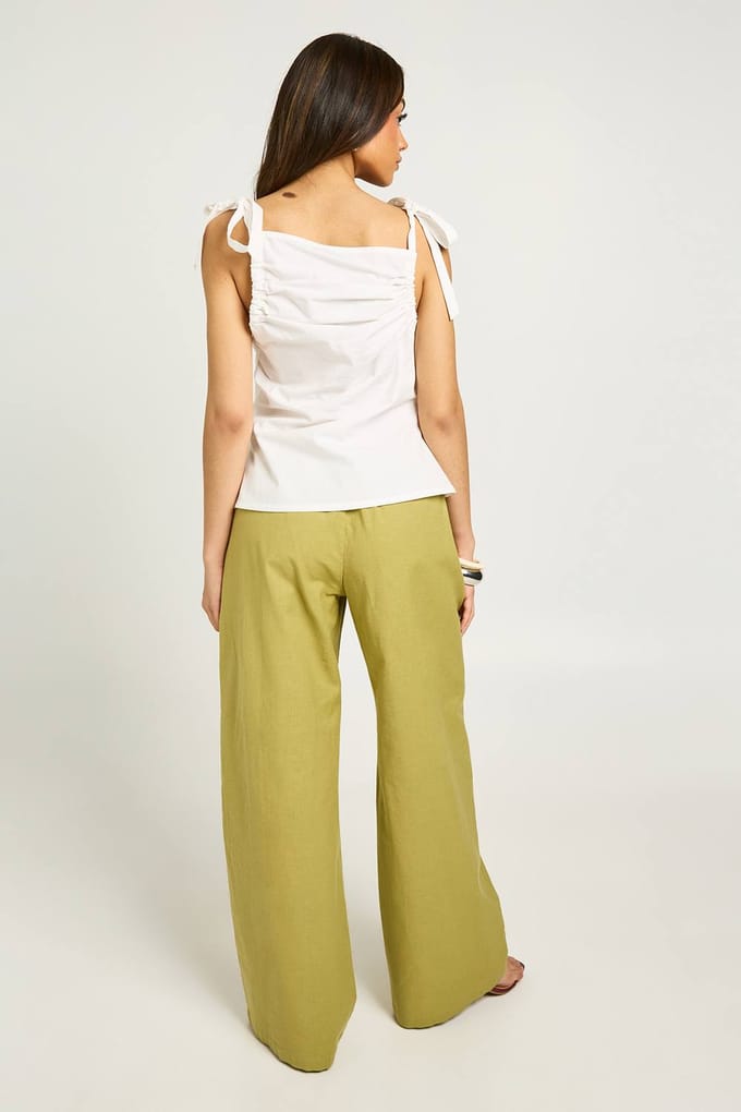 boohoo Dames Poplin Top Met Strikschouders | Wit | Maat: 38