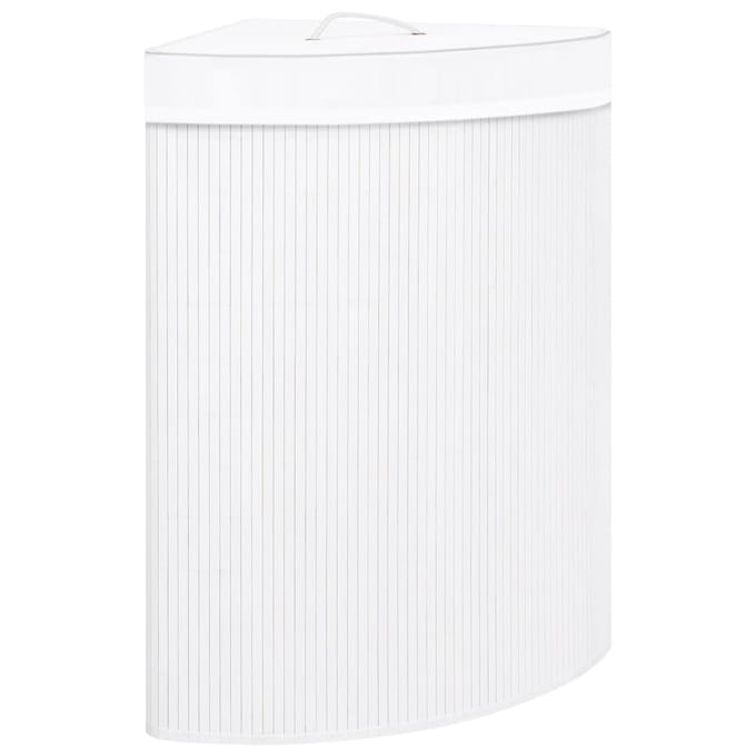 vidaXL - Hoekwasmand - 60 - L - bamboe - wit