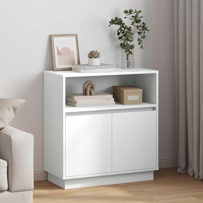 vidaXL - LED - Dressoir - Wit - 71 - x - 34,5 - x - 75 - cm - Bewerkt - hout