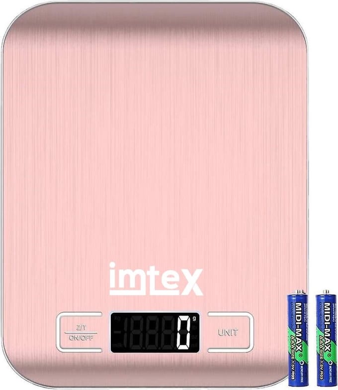 Imtex Digitale Precisie Keukenweegschaal - Tot 5000 gram - 5kg - RVS - Rosé