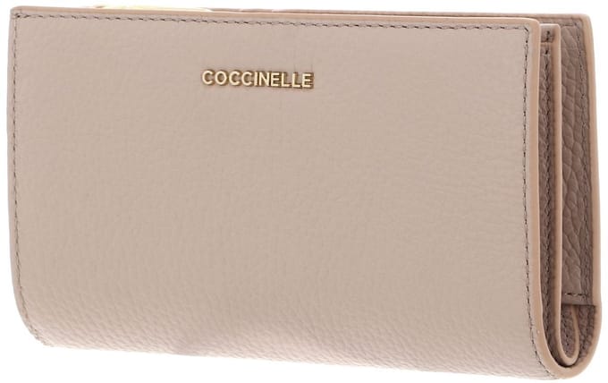 COCCINELLE Leren Portemonnee Metallic Soft Wallet Rosette Oud roze