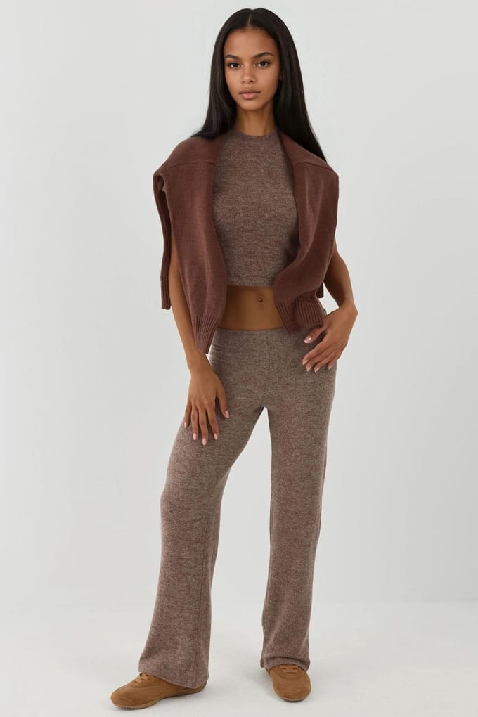 Elastische Taille Zachte Textuur Gebreide Broek