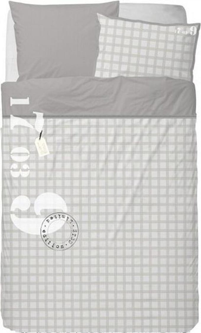 Stapelgoed Name Tag Dekbedovertrek - Eenpersoons - 140x200 cm - Grey/Beige