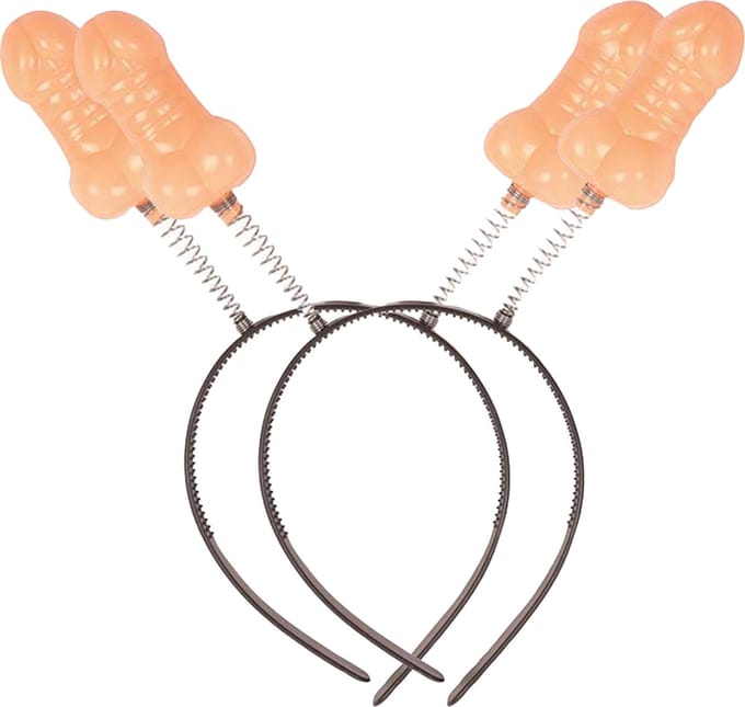 Faram Diadeem/tiara met piemels - 2x - plastic - 15 x 25 cm - bewegende piemels