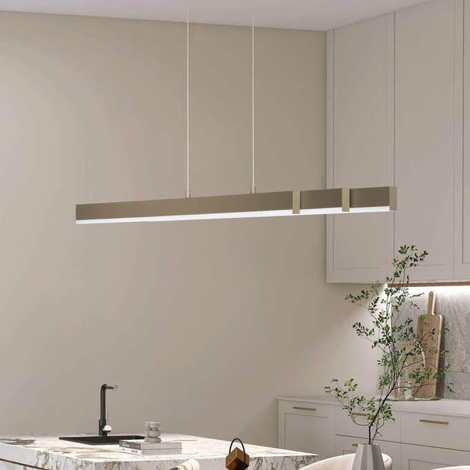 FISCHER & HONSEL LED hanglamp Vayana, greige, lengte 189 cm, CCT-touchdimmer