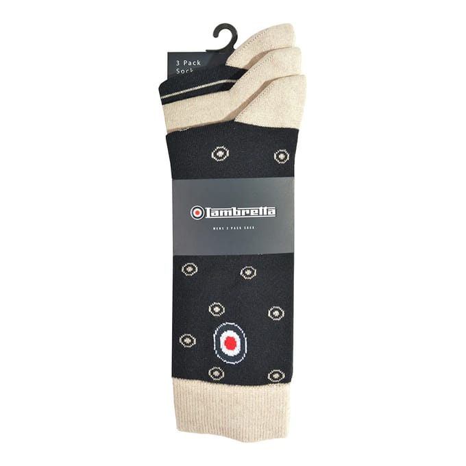 Lambretta Heren Paisley Sokken (Pak van 3) (Marineblauw/steen)