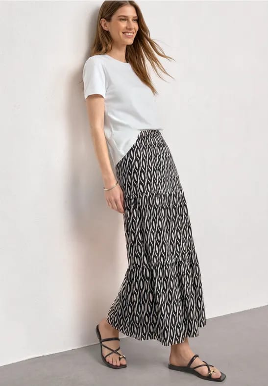Maxirok met volants en print
