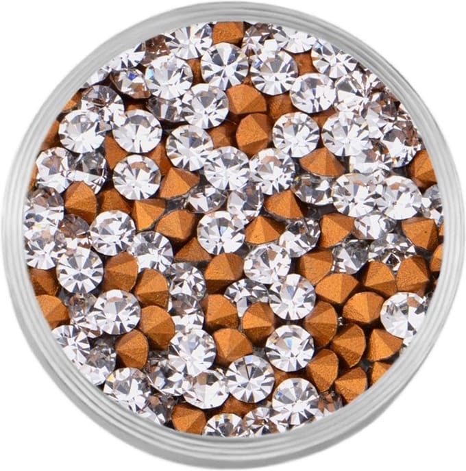 Quiges RVS Verwisselbare Mini Munt met Zirkonia Stenen Transparant/Goud - SLSRC024