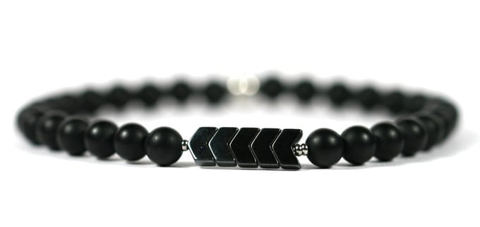 IbizaMen - Matte onyx - 6mm - Hematiet pijlen - 21cm