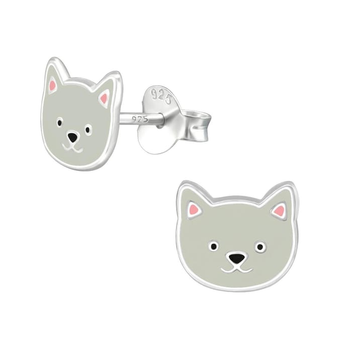 Princess Oorbellen Hondje - 925 Zilver E-Coating - Dier - 7x8mm