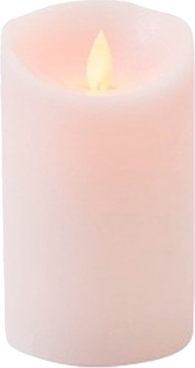 Anna's Collection Led kaars/stompkaars - roze - H12,5 x D7,5 cm - wax - bewegende vlam