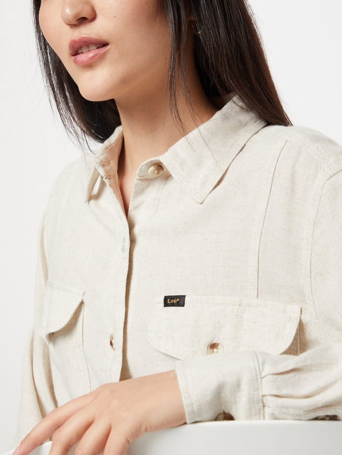 LEE Two Pocket Ecru Dames Blouse - Maat M