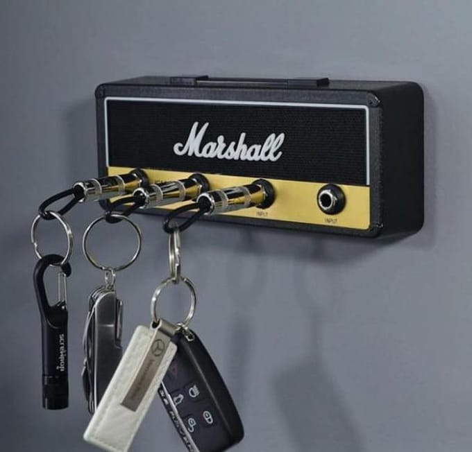 Retro sleutelrek zwart - sleutelkast + 4 sleutelhangers