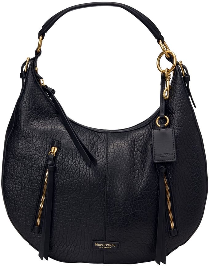 Marc O'Polo Leren schoudertas Philine Hobo Bag Black zwart