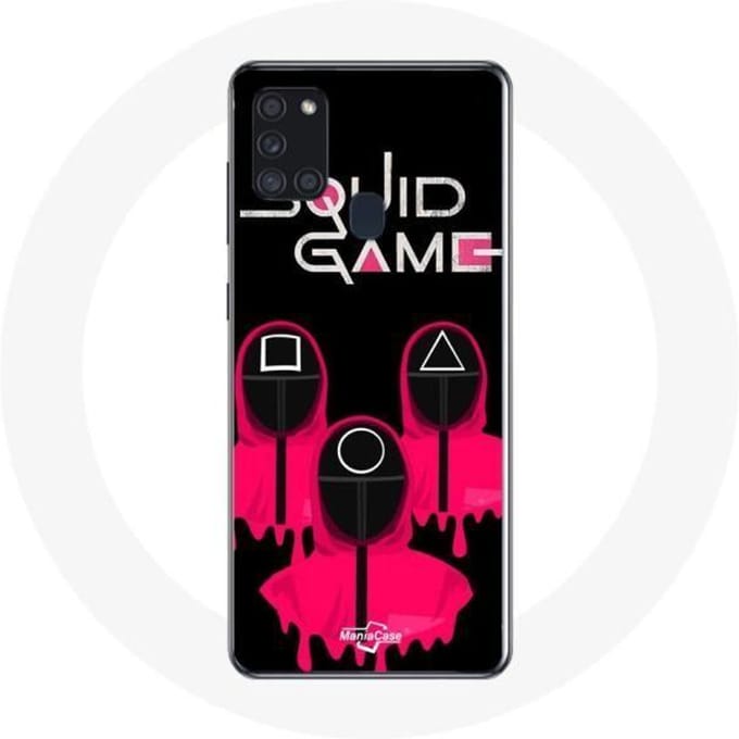 Coque Samsung Galaxy A21S Squid Game Masques carré Triangle et Cercle