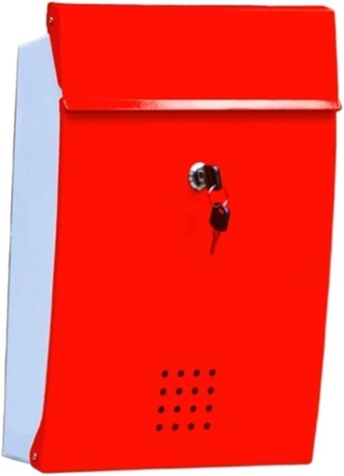 Wandmontage Brievenbus - Buitenpost - Post Ontvangen - Afsluitbaar - 37x25x7 cm - Rood