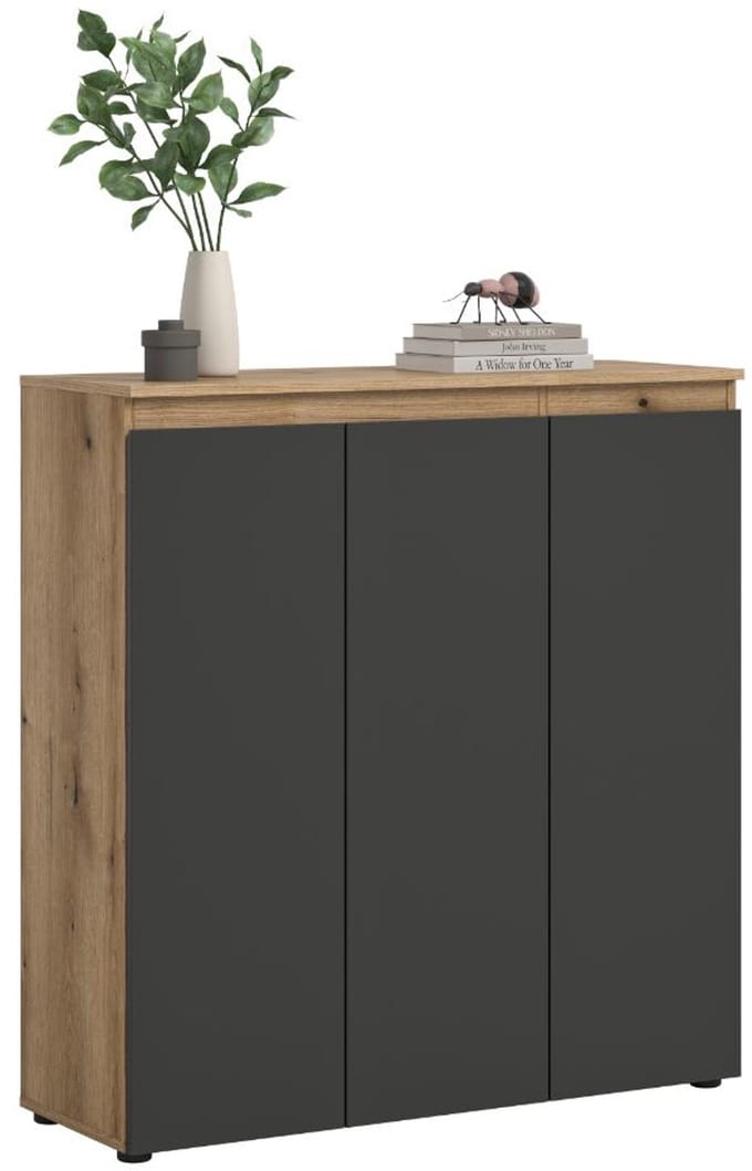 Scarpa dressoir 3 deuren eik decor, antraciet.