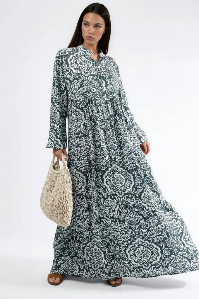 Comfortabele Geprinte Maxi Jurk