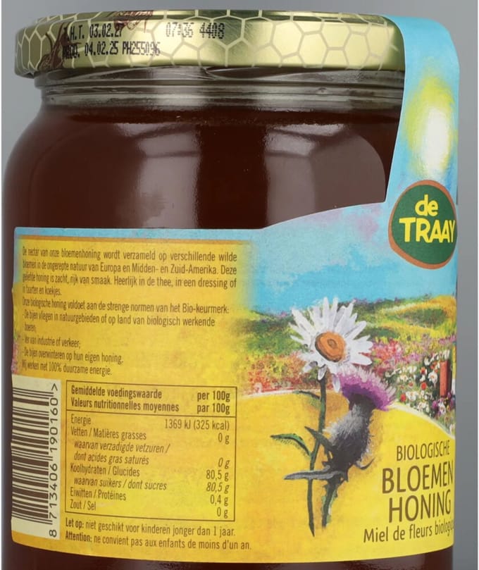 Traay Bloemenhoning vloeibaar bio 900 Gram