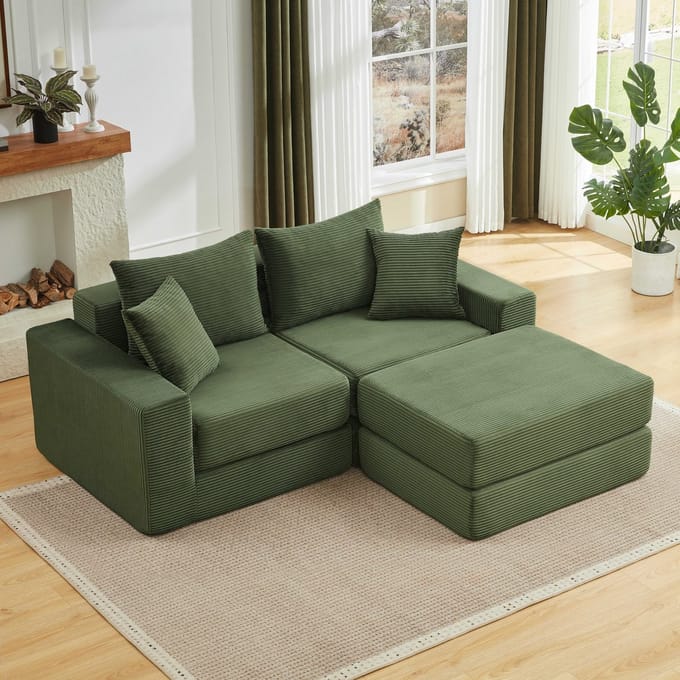 PHOEBE CAT Modulaire bank - Zonder frame - Antislipvoetjes - Corduroy - Groen