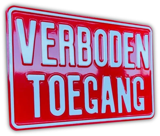 Verboden Toegang - Aluminium Geperst - Bord - 30x20 cm - Nostalgisch
