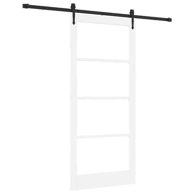 vidaXL - Schuifdeur - ORKDAL - 93 - x - 211 - cm - Massief - grenenhout - en - glas - Wit