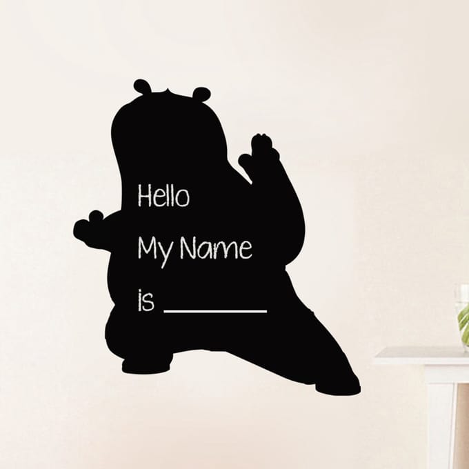 Schoolbordsticker - uitwisbare zelfklevende muurstickers - Silhouet van een Kung-Fu Panda - 110x110 cm