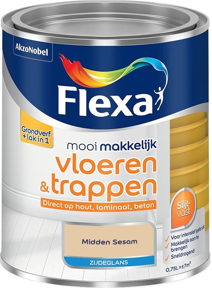 Flexa - Mooi Makkelijk Vloeren & Trappen Zijdeglans - Midden Sesam - Mengverf - 750 Ml