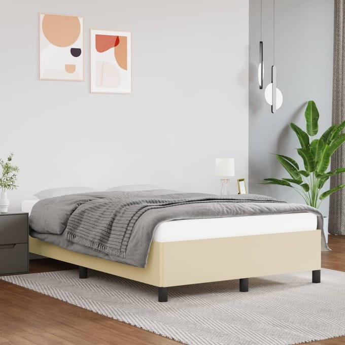 vidaXL - Bedframe - kunstleer - crèmekleurig - 120x200 - cm