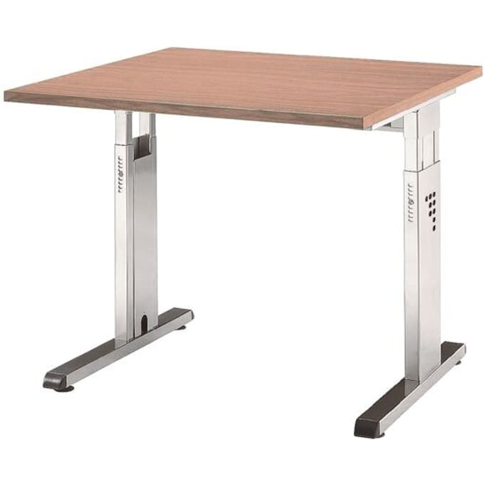 ULM bureau, C-poot, rechthoekig, B 800 x D 800 x H 650-850 mm, afwerking walnoot