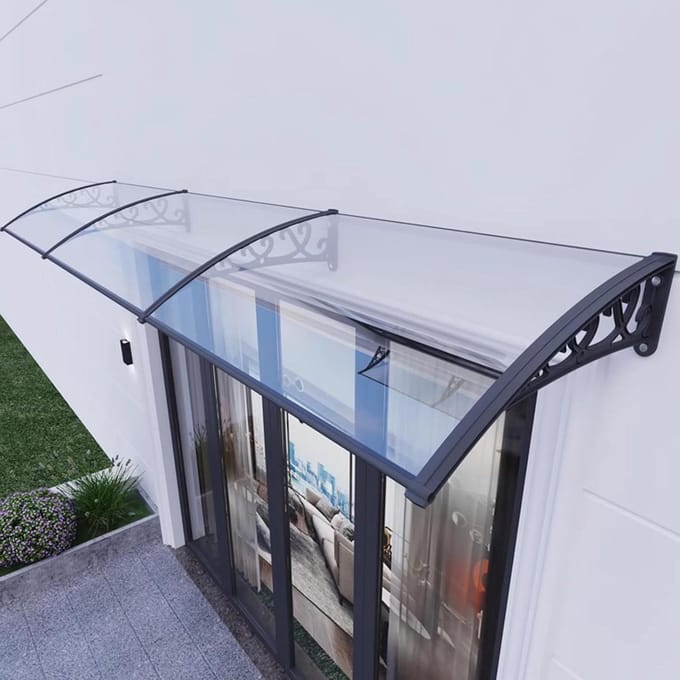 Deurluifel Polycarbonaat - Regenbescherming Overkapping - Buiten Beschermen - Geluidsisolerend Gebogen - 60x350cm - Transparant