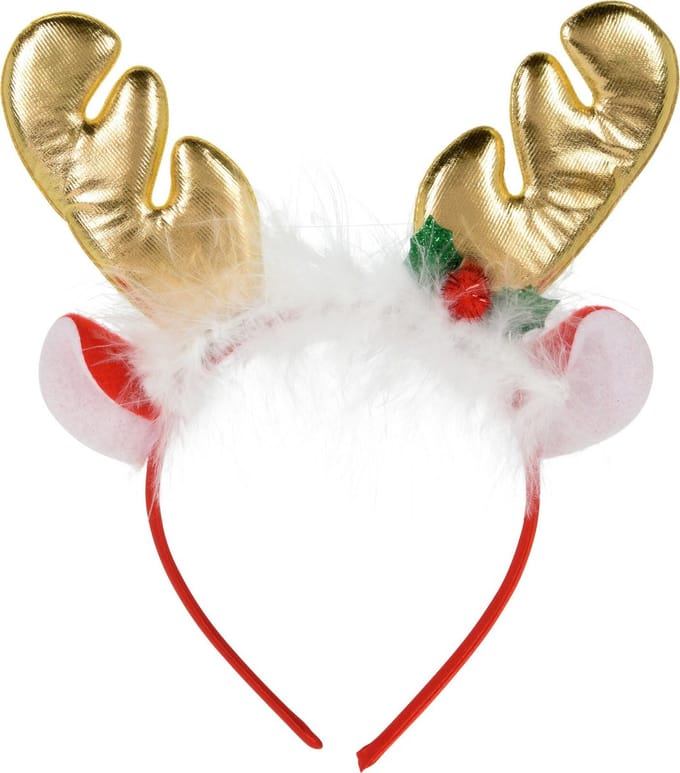 Home & styling Kerst diadeem/haarband - rendier gewei met oren - goud - polyester
