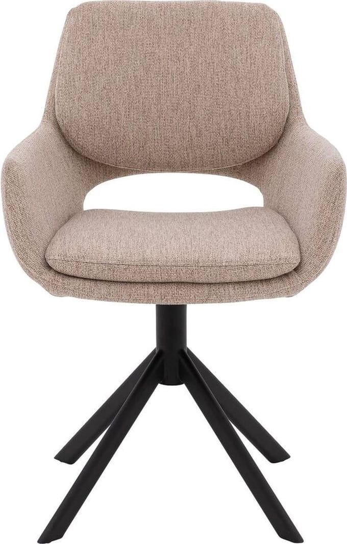 Goossens Eetkamerstoel Daisy - Met Armleuning - Stof - Beige