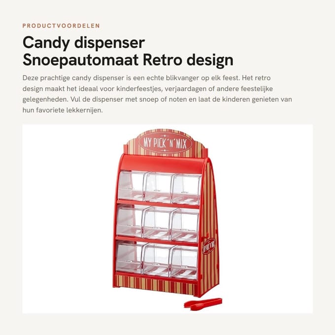 Dailygoody - Candy dispenser - Snoepautomaat - Retro design - 25 x 18