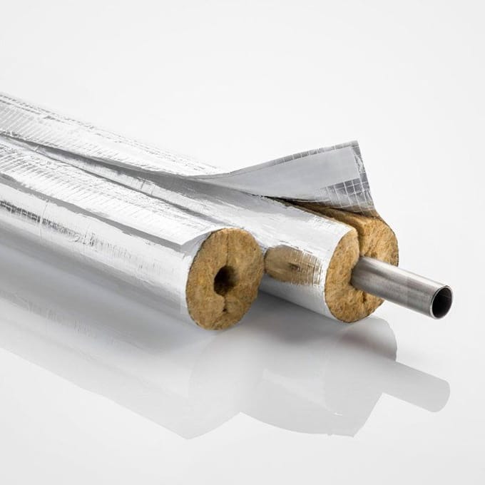 Steenwol Pijpisolatie 34mm - 1 Meter, Aluminium Coating