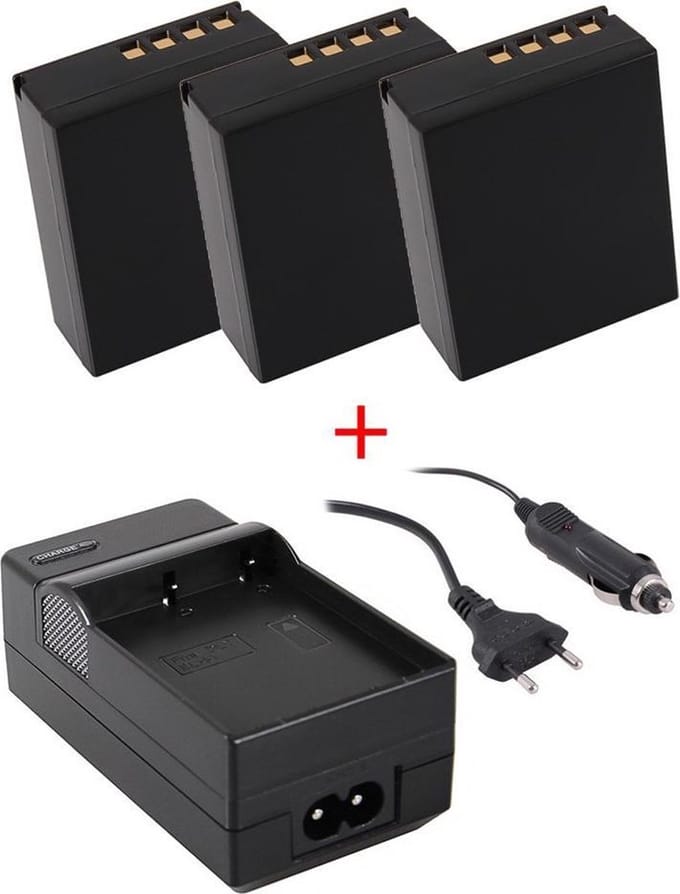 Huismerk 3 x camera-accu's BLH-1 voor Olympus + oplader