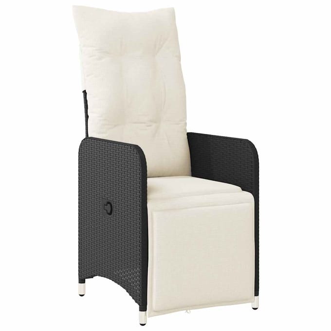 vidaXL - 9-delige - Bistroset - met - kussens - poly - rattan - zwart
