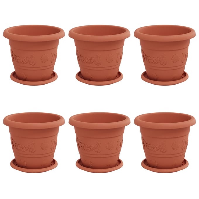 vidaXL Plantenpotten 6 st Baksteenrood Ø 22 x 18 cm Kunststof