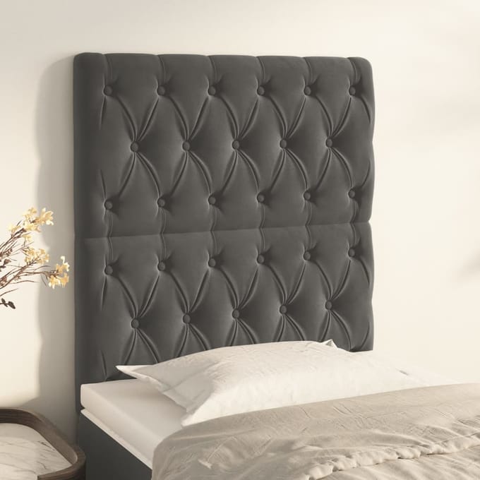 vidaXL - Hoofdbord - donkergrijs - 80x7x118/128 - cm - Fluweel