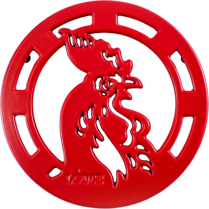 Gietijzeren Haan Onderzetter - 8 Inch - Rood